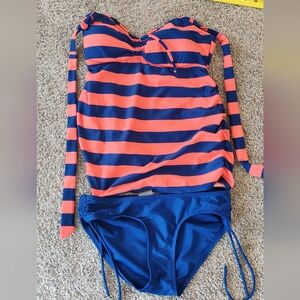 Motherhood Maternity Small Bathing Suit Top And Bottoms Striped